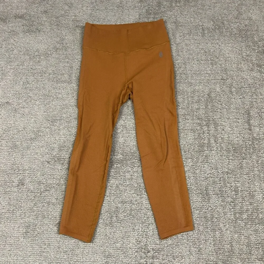 Free People Movement Leggings Women's Size Medium Orange Textured Athletic